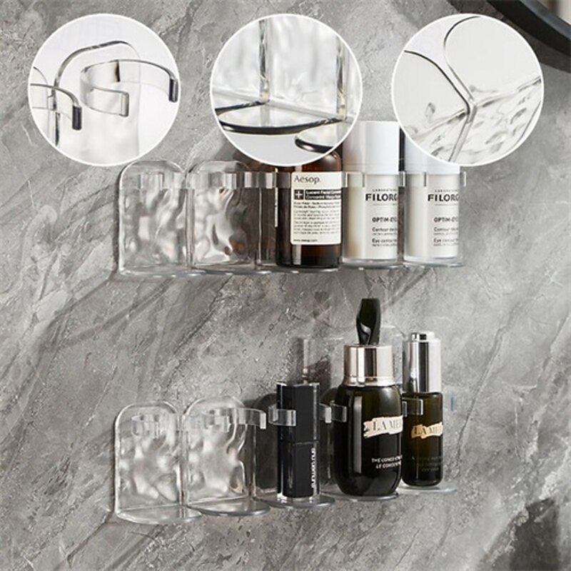 Row Plastic Wall Rack 2 Set (10 Pieces), Adhesive Ripple Storage Shelf, No Drilling Wall-Mounted Organizer for Door, Mirror, or Cabinet2