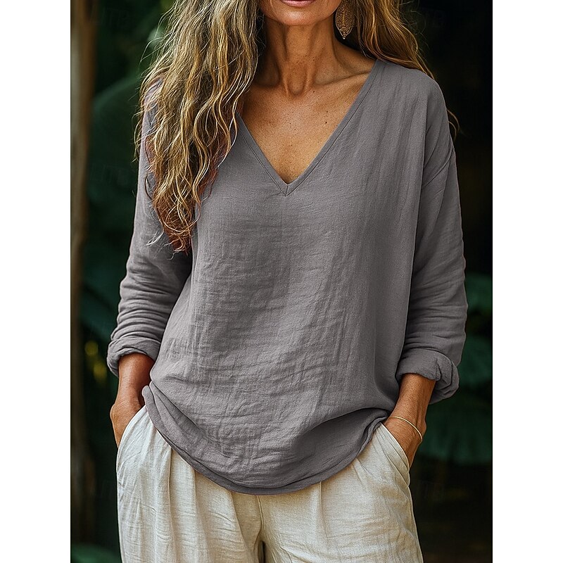 Women's Blouse Stylish Retro Vintage Casual Brown Khaki Rose Pink Gray Light Blue Summer Spring Fall4