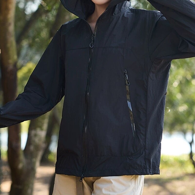 Women's Casual Jacket Sun Protection Comfortable Zipper Pocket Fashion Outdoor Plain Going out Weekend Zipper Regular Hooded Regular Fit Long Sleeve Outerwear Black Pink Purple Summer4