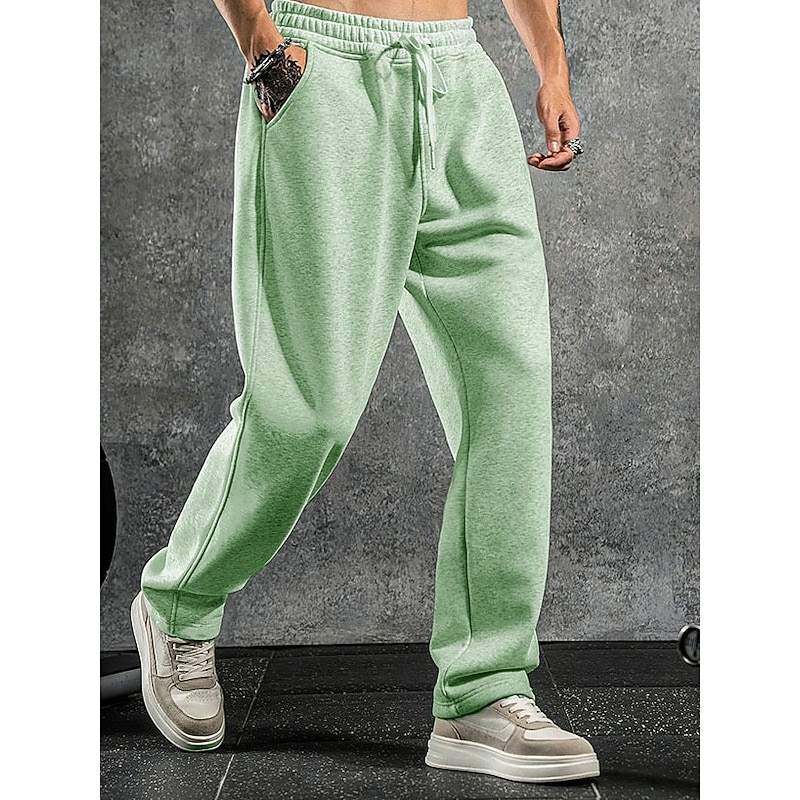 Men's Sweatpants Wide Leg Sweatpants Trousers Open Bottom Sweatpants Drawstring Elastic Waist Plain Moisture Wicking Breathable Full Length Sports Outdoor Casual Daily Fashion Streetwear White Navy3