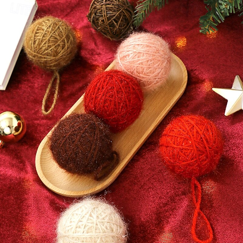 6 pcs Christmas Tree Balls Baubles Ornaments, 6 cm/2.36 inch Xmas Decoration, Premium Yarn Foam Gift Box Set, Hanging Christmas Ball Decor4