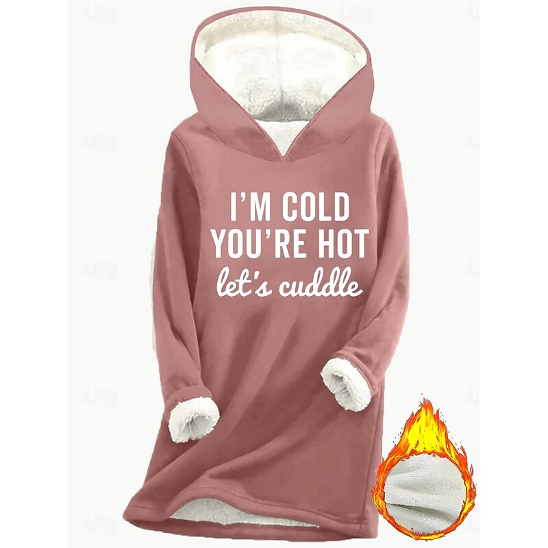 Women's Pullover Sweatshirt Graphic Letter Casual Comfrt Long Sleeve Crew Neck Hooded Long Tops Street Dailywear Casual Print Dark Pink Blue Gray Fall Winter