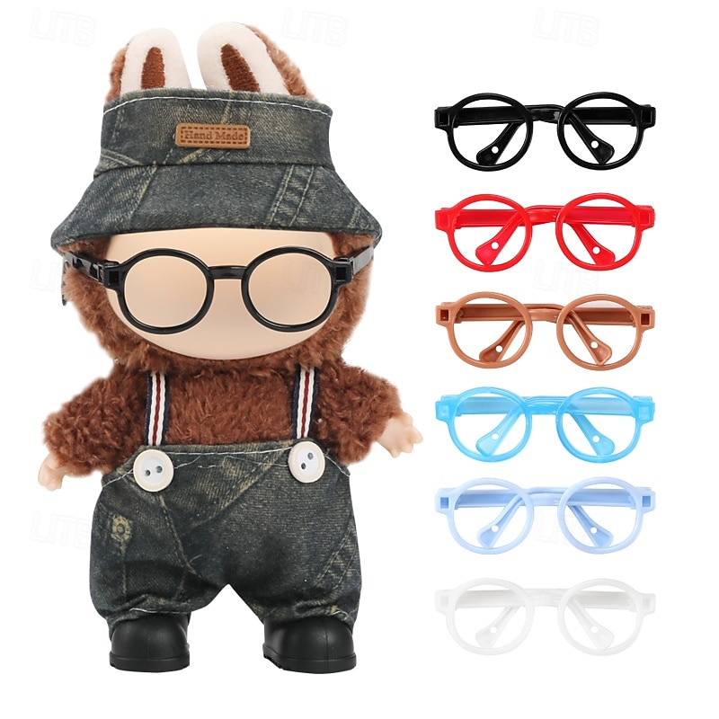 6 Pack Glasses for Labubu Dolls Set of 5 Mini Doll Glasses for 3.94-6.69 Inch (10-17 cm) Dolls without Lenses for Crafts Dolls Clothing Accessories
