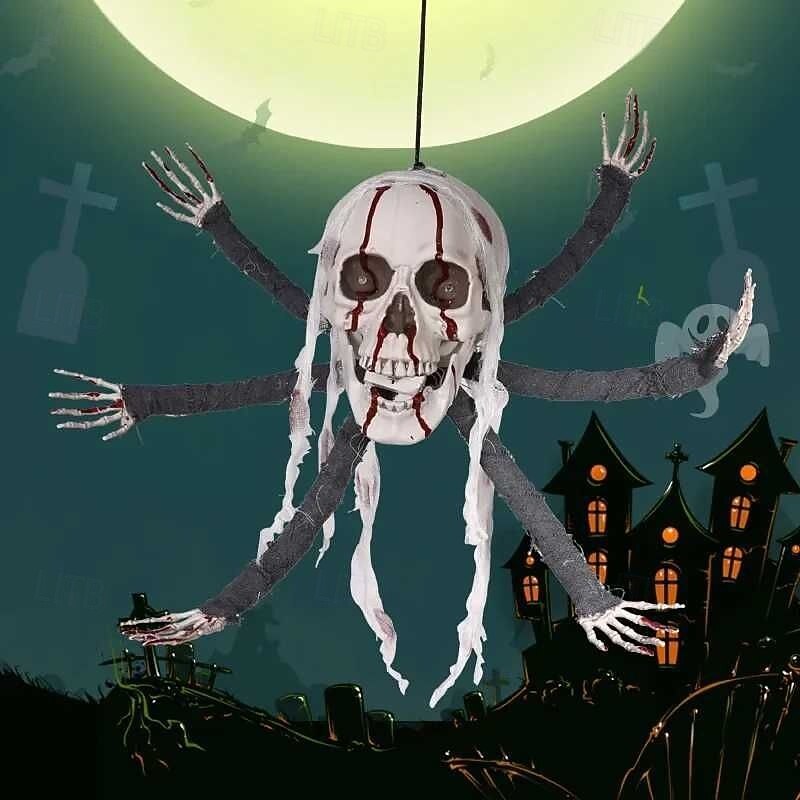 Creepy Halloween Props Animated Skeleton Hands with Sensor, Voice Activated Light Up Spooky Decor for Haunted Houses Secret Room Scenes