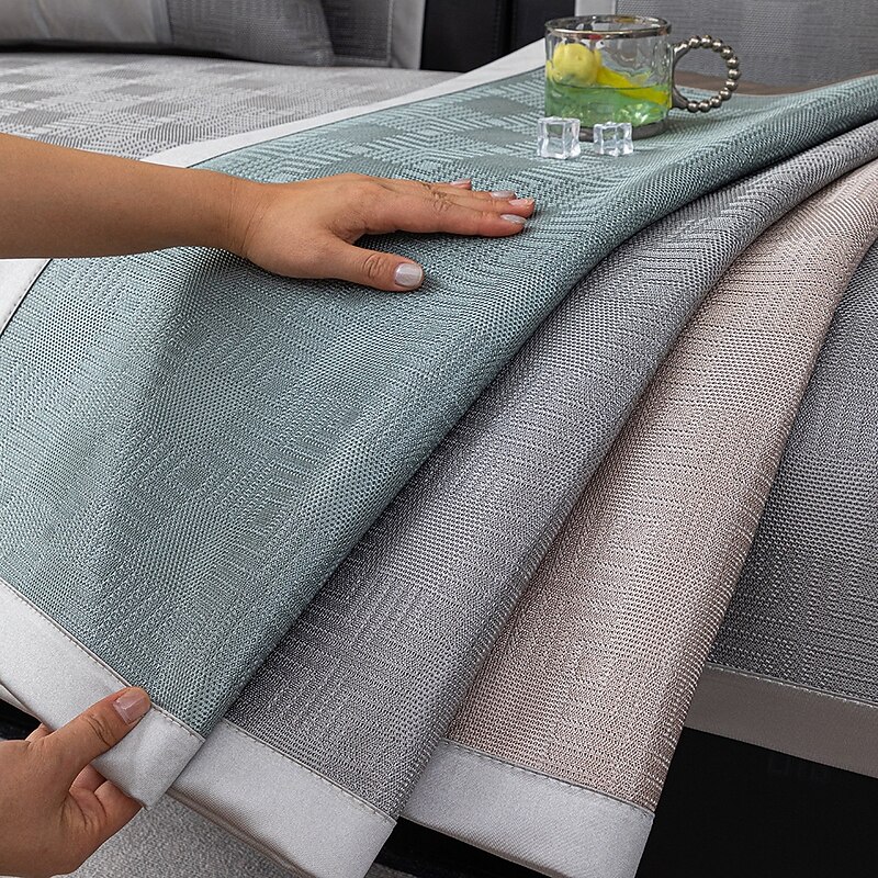 Summer Ice Silk Couch Cover for Pets, Pet Friendly Cooling Sofa Cushion and Throw Blanket, Soft Skin-Friendly Non-Slip Sofa Protector, Luxury Minimalist Slipcover for Living Room3