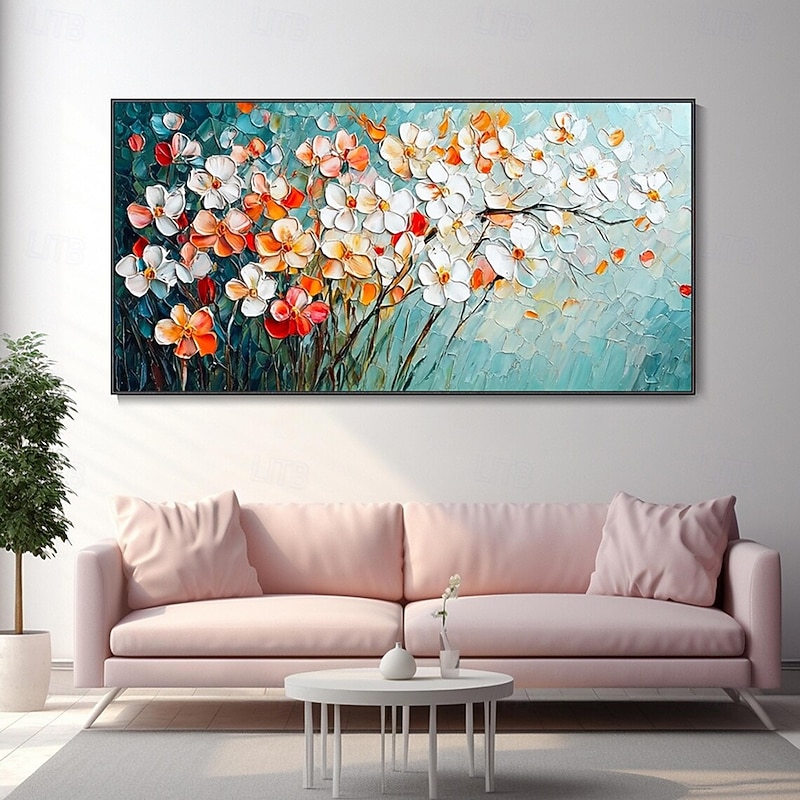 Mintura Handmade 3D Flower Landscape Oil Paintings On Canvas Wall Art Decoration Modern Abstract Textured Picture For Home Decor Rolled Frameless Unstretched Painting3