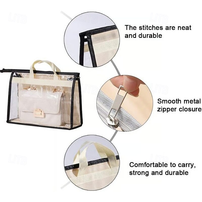 Handbag Dustproof Storage Organizer Large Capacity Hanging Closet Bag Holder Moisture Proof PVC Transparent Design Purse Protector Multi Pocket Storage Bag For Wardrobe Accessories3