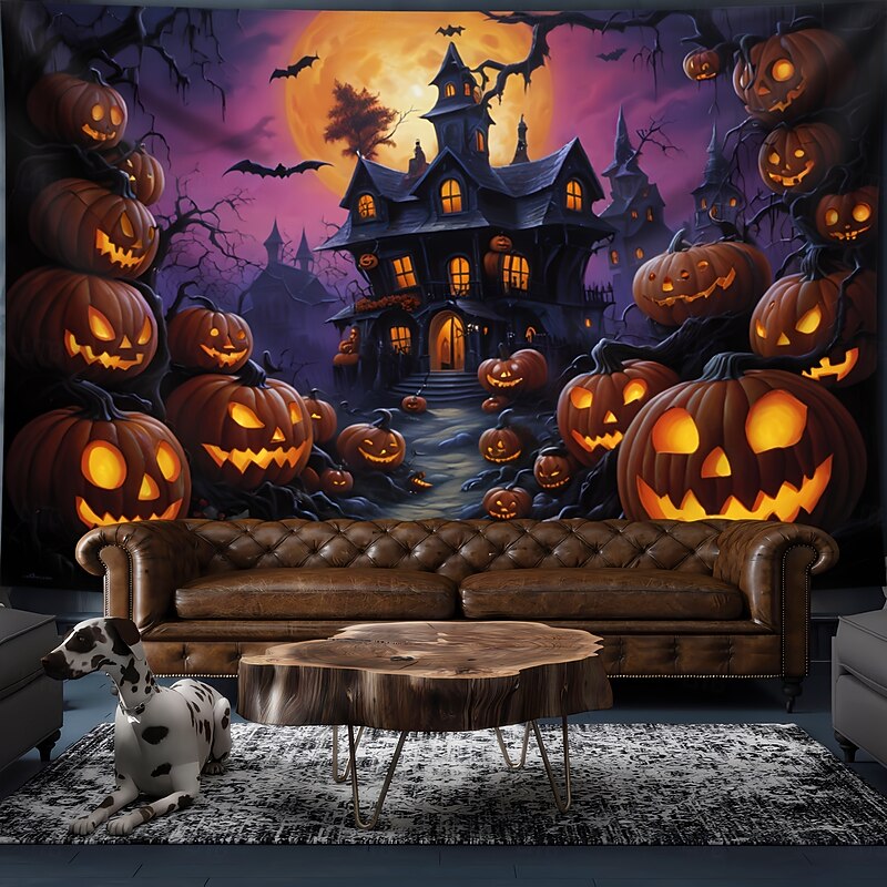 Neon Scarecrow Halloween Tapestry – Blacklight Reactive Wall Hanging for Bedroom, Living Room, Party or Dorm Decor2