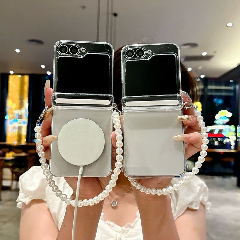 Phone Case For Samsung Galaxy Z Flip 7 Z Flip 6 Z Flip 5 Back Cover with Lanyard Support Wireless Charging Shockproof Retro PC3