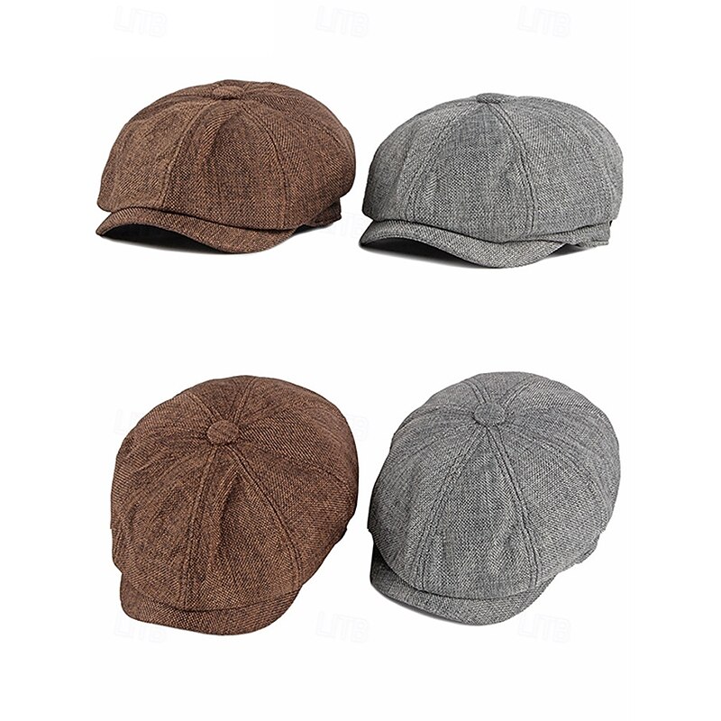 Men's Classic Newsboy Cap – Vintage 8-Panel Flat Hat with Adjustable Fit, Lightweight Fabric, Ideal for Casual Outings, Travel & Autumn Streetwear