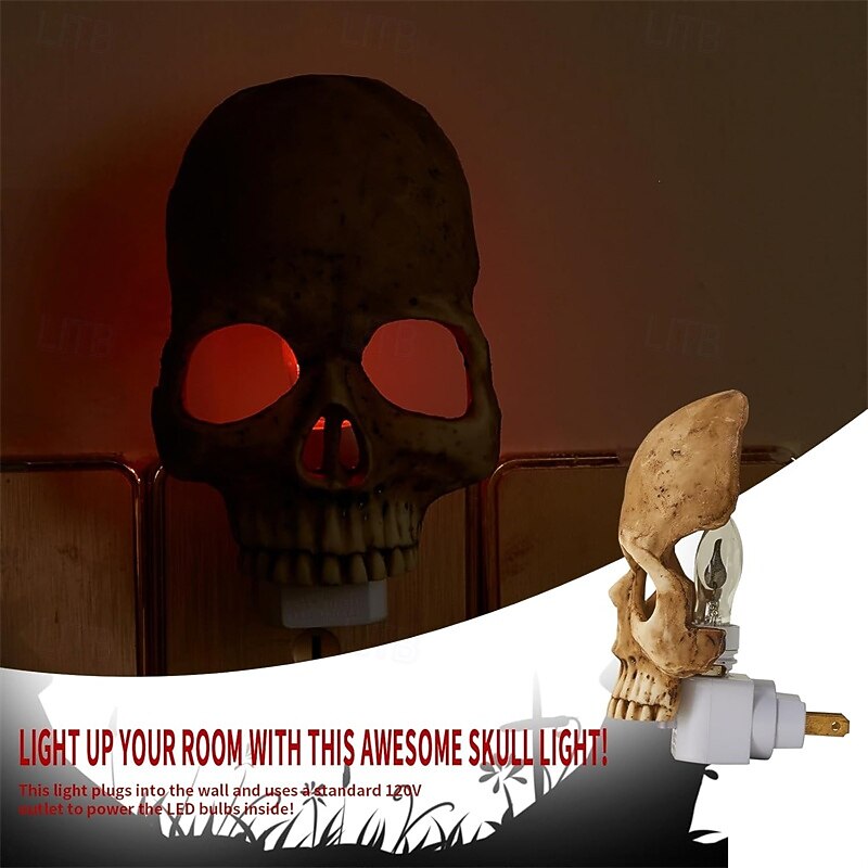 Human Skull Light Night LightHalloween Night Light Halloween Skull Night LightHalloween Horrible Light Decoration for Halloween Party and Home Decor4