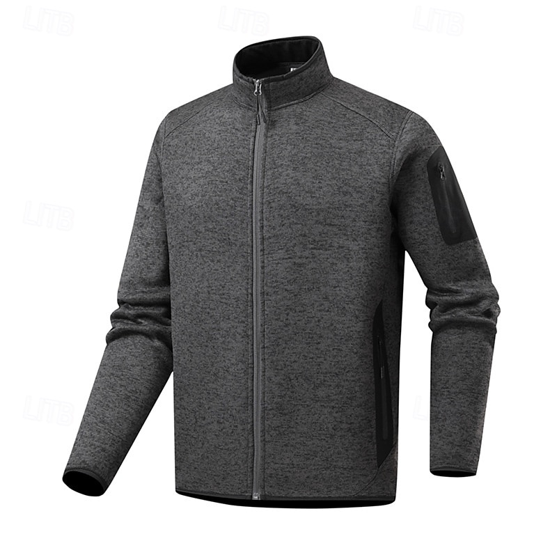 Men's Fleece Jacket Thermal Jacket Winter Outdoor Thermal Warm Top Blue Light Grey Green Grey3