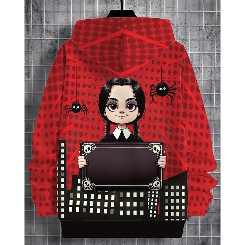 Girls' Cartoon Graphic Hoodie Sweatshirt Cute Girl Summer Gothic Long-Sleeve Breathable Fashion Halloween for Girls3