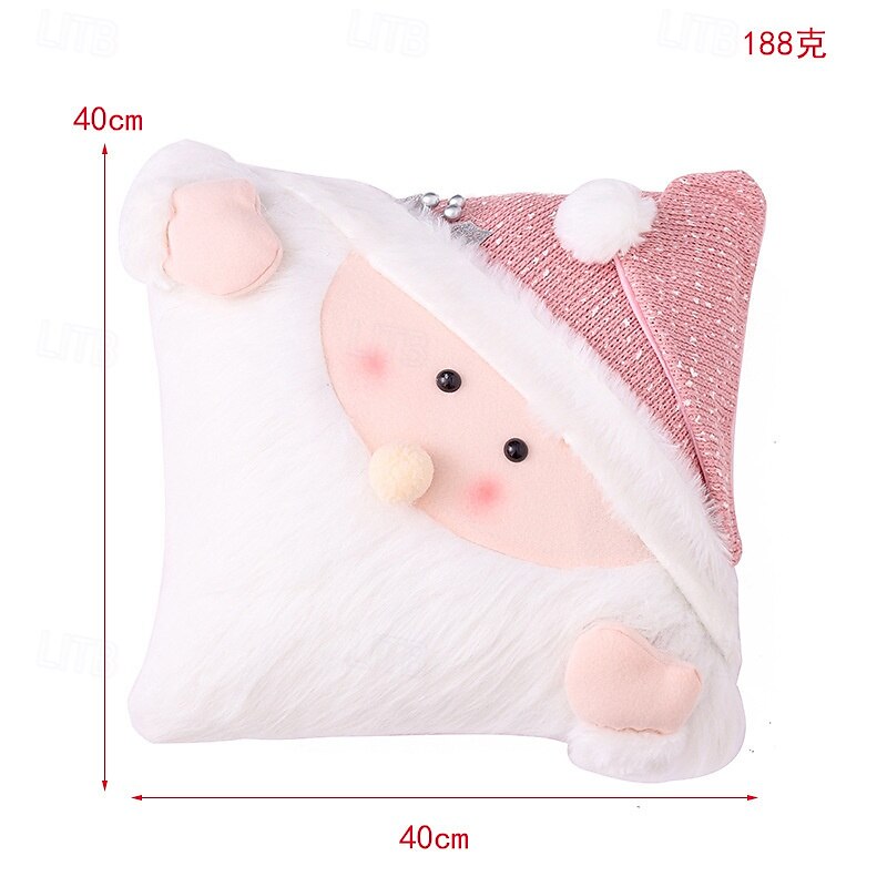 Christmas Pillow Cover Creative Holiday Cushion Case with Cute Santa Design 3D Decorative Throw Pillow for Sofa Bed Festive Home Party Christmas Decoration Accessory3