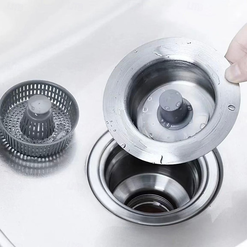 2pcs Stainless Steel Pop-Up Sink Drain Stopper – Press-Down Strainer Plug, Anti-Clog, Universal Kitchen Basin Filter3