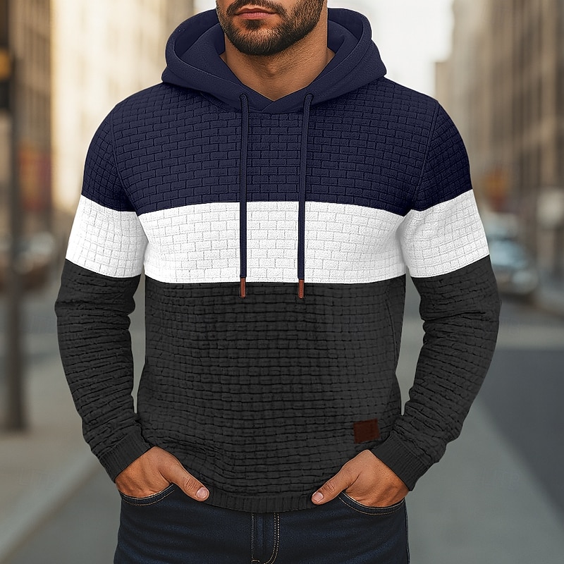 Men's Hoodie Pullover Hoodie Sweatshirt White Yellow Army Green Red Navy Blue Hooded Color Block Plain Patchwork Color Block Textured Sports & Outdoor Casual Daily Streetwear Cool Sportswear Spring4