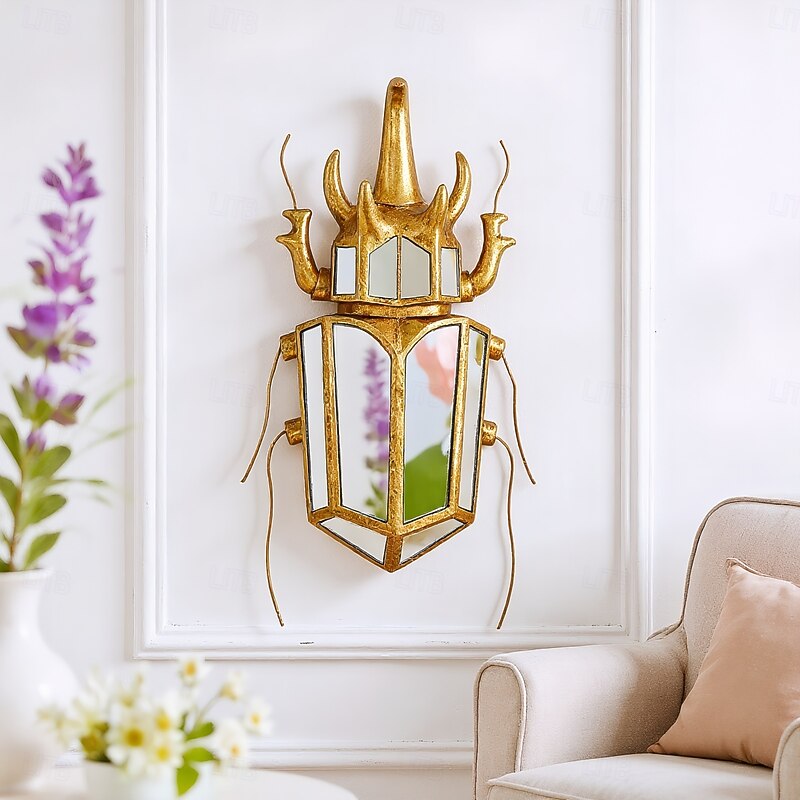 Gold & Silver Resin Rhinoceros Beetle Wall Decor – Insect Lover's Collectible with Mirror Inlay, Creative Home Decoration for Parties & Insect Exhibits4