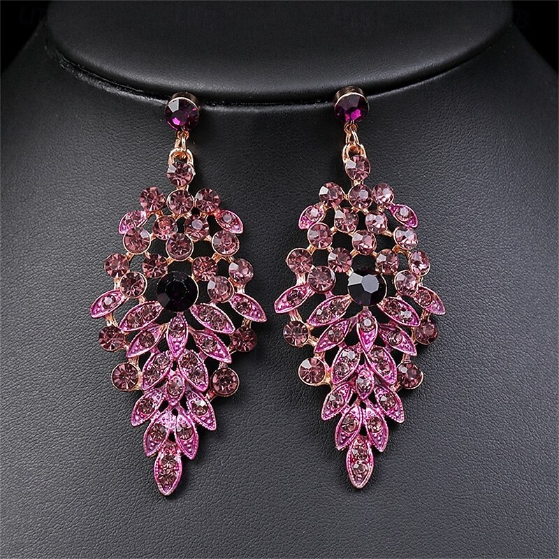Jewelry Set Two-piece Suit Purple Alloy 1 Necklace Earrings Women's Elegant Vintage Fashion Vintage Style Classic Jewelry Set For Wedding Party Wedding Guest4