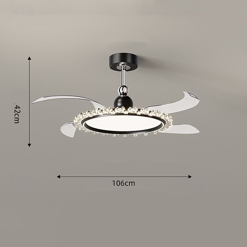 LED Ceiling Fans Dimmable with Remote Contral 106cm Flush Mount Ceiling Lamp Acrylic Lampshade Chandelier Bedroom Living Room4