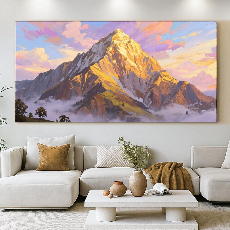 Golden Mountain Oil Painting on Canvas Original Sky Painting 3D Texture Gold Abstract Natural Landscape Boho Decor Living RoomHome Decor3