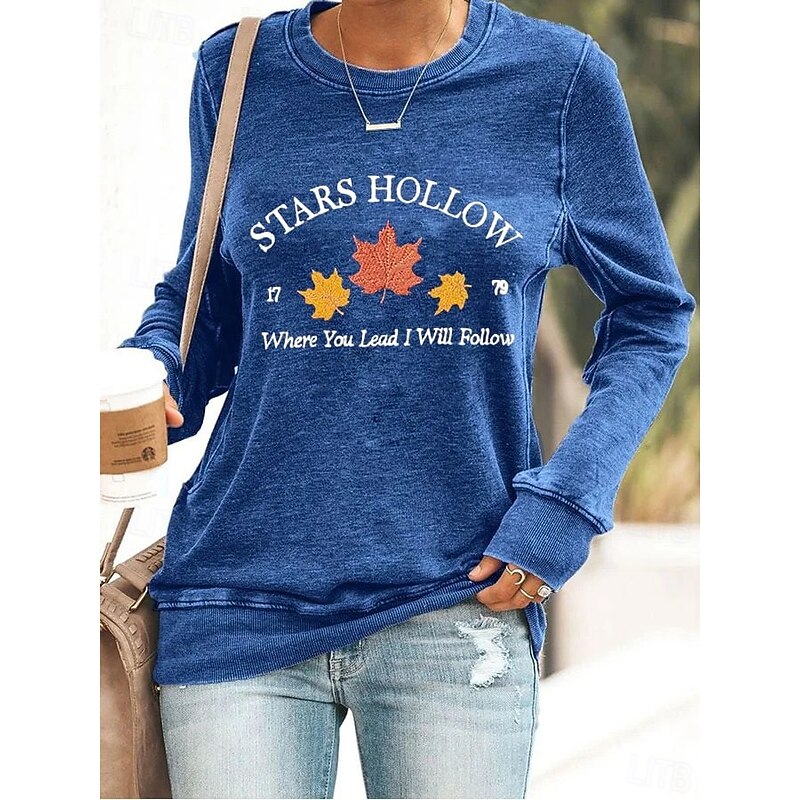 Women's Pullover Sweatshirt Graphic Letter Casual Long Sleeve Crew Neck Regular Tops Street Casual Holiday Print Black Blue Purple Orange Spring Fall Winter3