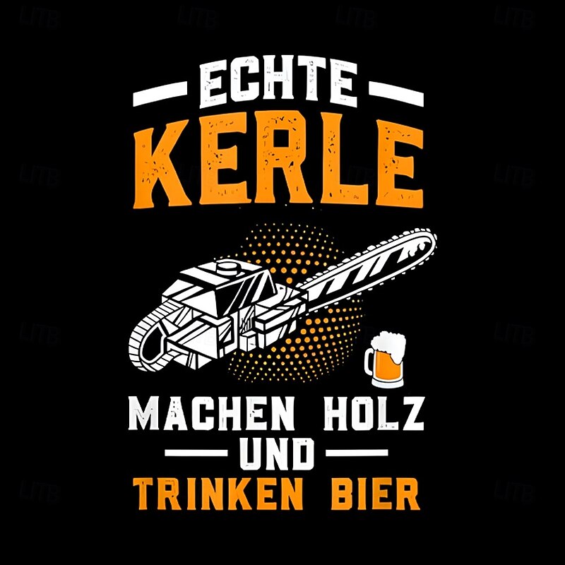 Men's Graphic T-Shirt 'Real Guys Cut Wood & Drink Beer' Short Sleeve Lumberjack Beer Lover Design2