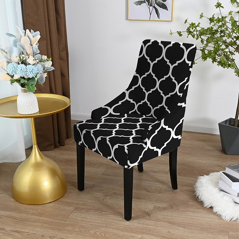Armchair Slipcovers - Striped/Plants/Geometric Print Stretch Polyester Covers | Anti-Slip Furniture Protectors for Living Room & Dining Chairs
