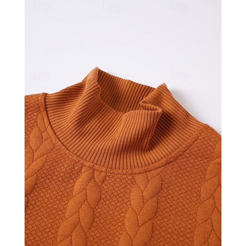 Men's Sweatshirt Black White Orange Khaki Light Grey Turtleneck Plain Jacquard Sports & Outdoor Daily Holiday Polyester Streetwear Basic Casual Spring Fall Clothing Apparel Hoodies Sweatshirts3