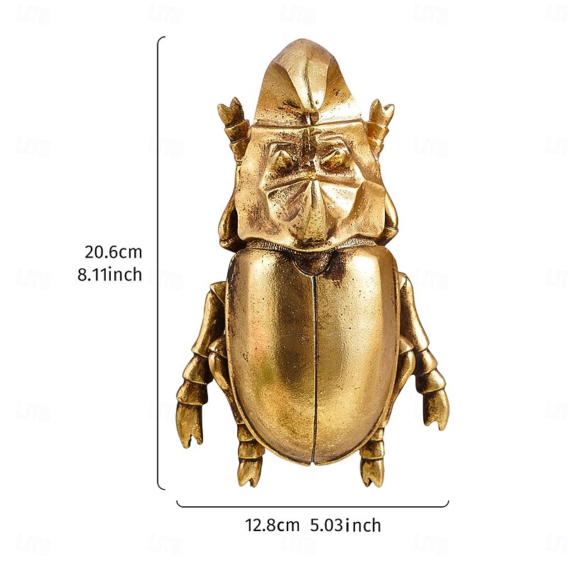 1PC Resin Material Golden Rhinoceros Horn Beetle Decorative Wall Hanging Handcrafted Combination Photo Frame Insect Decorative Accessories Suitable for Home Party Insect House Decoration Hanging2