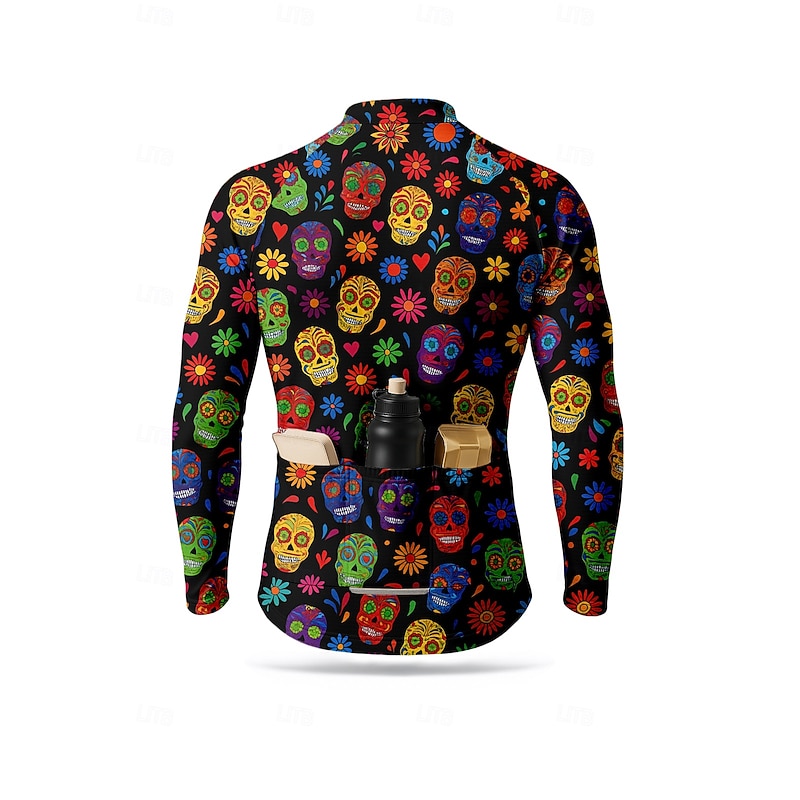 Men's Men Tops Cycling Jersey Graphic Halloween Halloween pattern Long Sleeve Bike Jersey Top with 3 Rear Pockets Sun Sun Protection Sunscreen Quick Dry Sports Black Clothing Apparel2