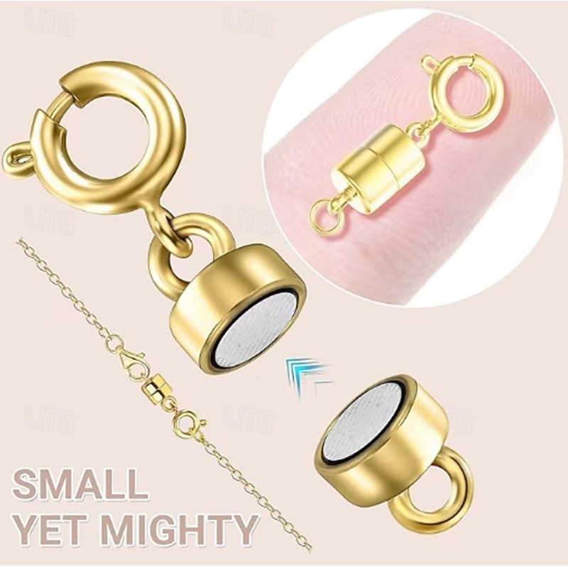 8pcs Strong Magnetic Necklace Clasps and Closures,Gold and Silver Plated Jewelry Clasps Converters for Bracelet Necklaces Chain2
