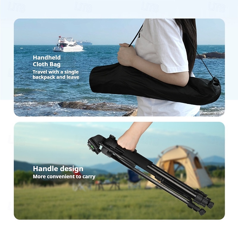 Aluminum Alloy Camera Phone Tripod 64-inch Lightweight DSLR Tripod Camera Stand with Universal Phone Clip for Vlog Shooting Live Broadcasting Outdoor Travel Events Interviews Photography and Vide4