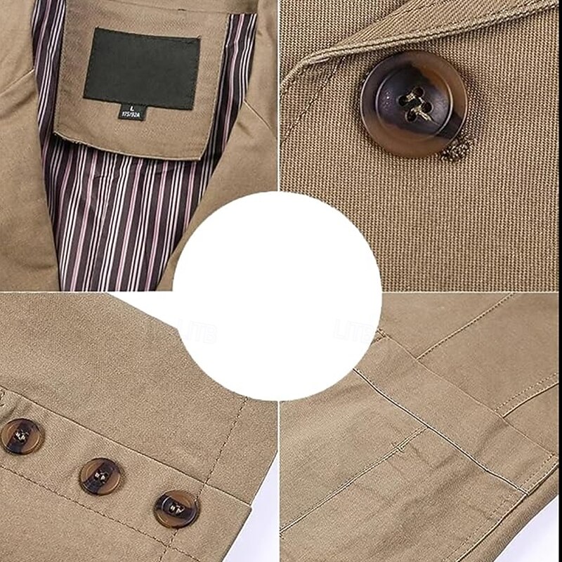 Men's Print Texas US Flag Blazer Cotton Suit Jacket Suits Coat Casual Outdoor Dailywear Multiple Pockets Three Button Stripe Lined Suit Jacket Fall Winter Notch lapel collar Long Sleeve Black khaki4