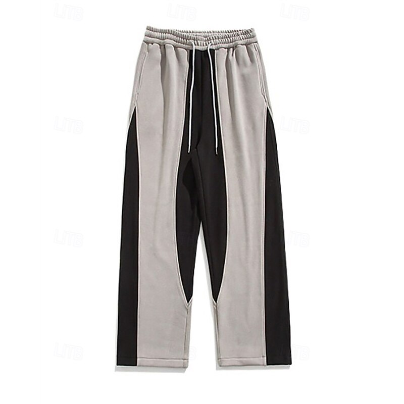 Men's Sweatpants Trousers Straight Leg Sweatpants Drawstring Pocket Elastic Waist Color Block Comfort Sports Outdoor Daily Fashion Casual Black Gray Micro-elastic4