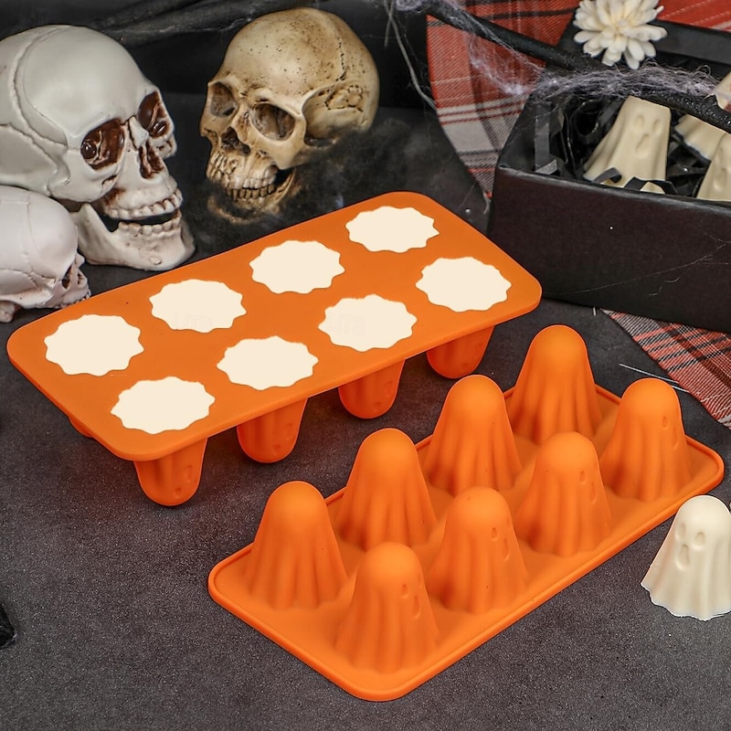 Halloween Ghost Jello Mold - 2.25x2.5 Inch Non-Toxic Food-Grade Silicone Mold for Halloween Party Decorations Home Sensitive Light Beige Durable3