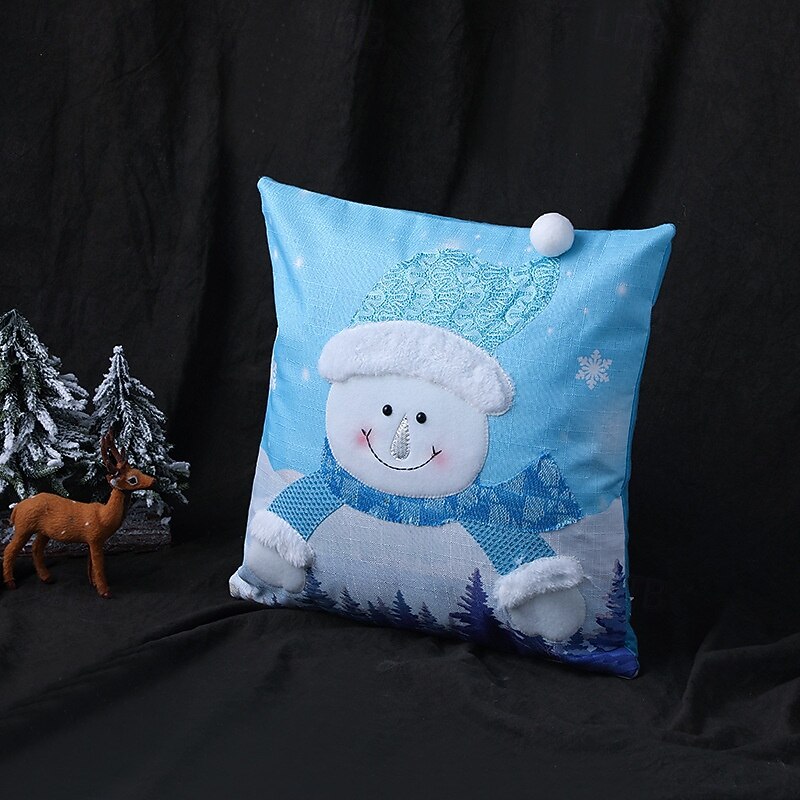 Christmas Pillow Cover with Light Santa Claus Snowman Cushion Case Illuminated Holiday Pillow Cover Festive Christmas Decoration Cozy Sofa Bed Accessory3