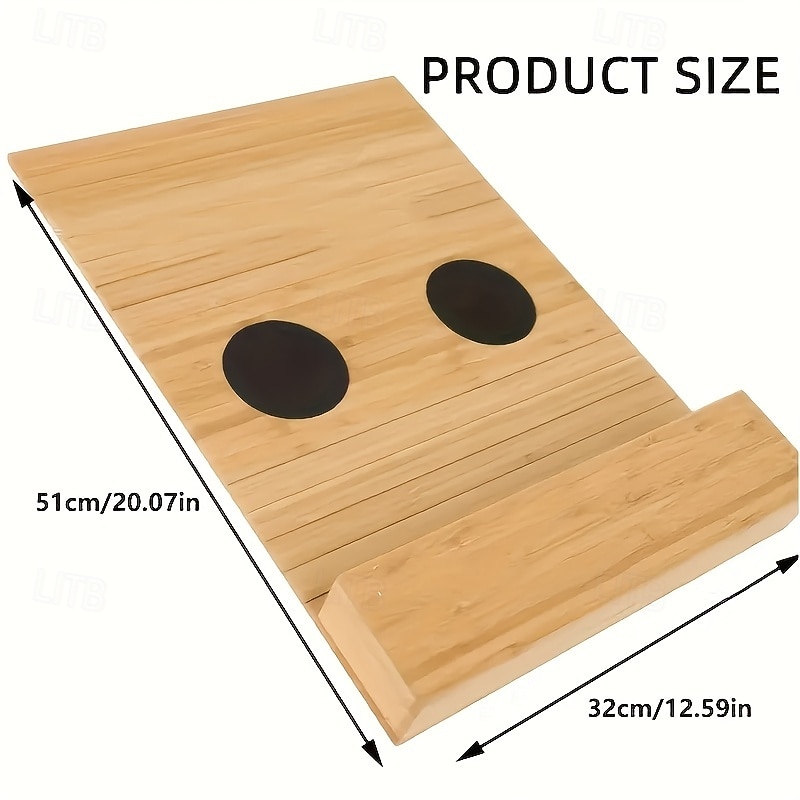 Foldable Vintage Bamboo Sofa Armrest Table with Cup Holder - No Assembly Required, Hand Wash Only, Natural Wood & Black Finish, Hardwood & Bamboo Construction for Living Room, Dining, Relaxation3