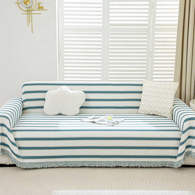 Printed Sofa Towel, Elegant and Simple Anti-Slip Dustproof Couch Cover, Fashionable Slipcover for 1-4 Cushion Sofas and L-Shaped Sofas, Easy to Install