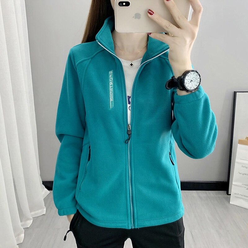 Women's Hiking Jacket Fleece Jacket Thermal Jacket Winter Outdoor Thermal Top Blue Dark Blue Light Blue2