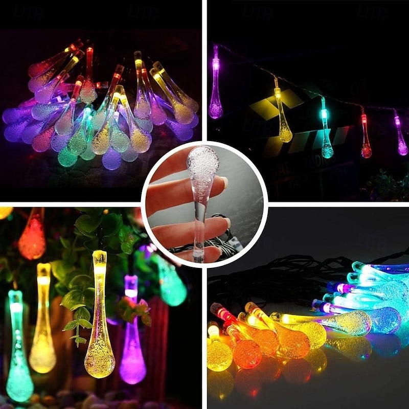 6.5m String Lights 30 LEDs EL 5mm 1Set Mounting Bracket 1 set Warm White Cold White Multi Color Creative String Lights Holiday Lights Solar Outdoor Holiday Solar Powered2