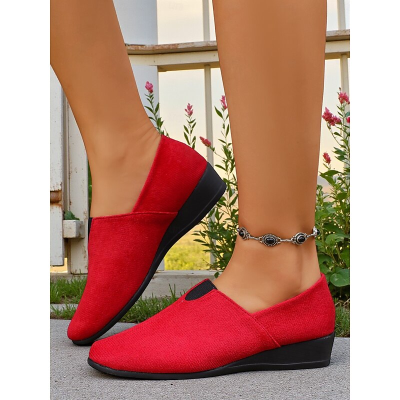 Women's Red Slip-On Casual Shoes – Lightweight Comfort Loafers for Daily Wear, Christmas, Shopping and Travel2