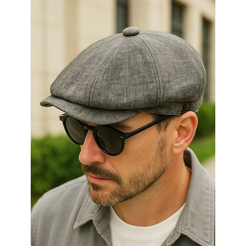 Men's Classic Newsboy Cap – Vintage 8-Panel Flat Hat with Adjustable Fit, Lightweight Fabric, Ideal for Casual Outings, Travel & Autumn Streetwear2