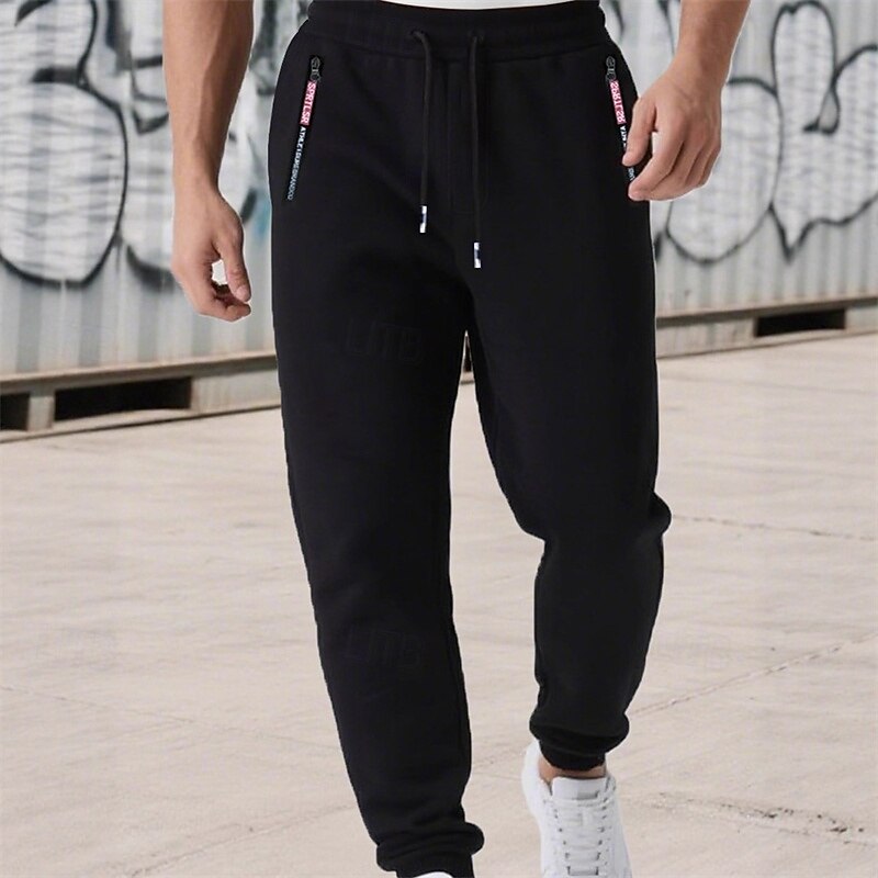 Men's Sweatpants Joggers Trousers Drawstring Pocket Elastic Waist Plain Comfort Sports Outdoor Daily Fashion Casual Black Micro-elastic