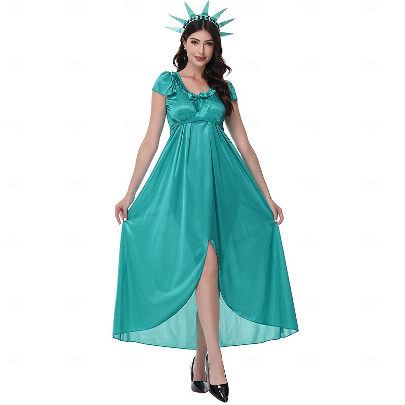 Statue of Liberty Halloween Party Costume Costume Cosplay Adults' Women's Halloween Carnival Performance Party Masquerade Easy Halloween Costumes Dress Up4