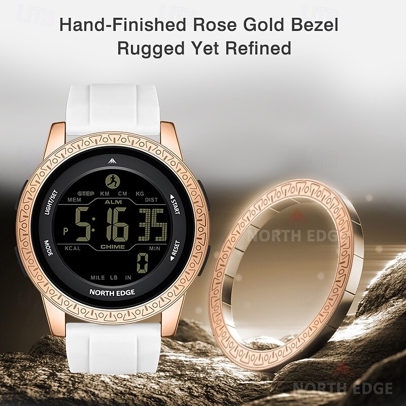 NORTH EDGE Digital Watch Large Dial Outdoor Sports Casual Luminous Alarm Clock Countdown Dual Display Silicone Watch4