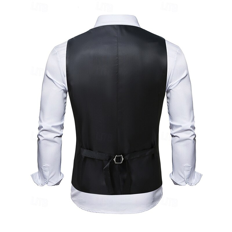 Men's Vest Waistcoat Gilet Vacation Party Business Fashion Casual Spring Fall Pocket Buttons Polyester Comfortable Paisley Single Breasted One-button Peaked Lapel Regular Fit Light Brown Vest3