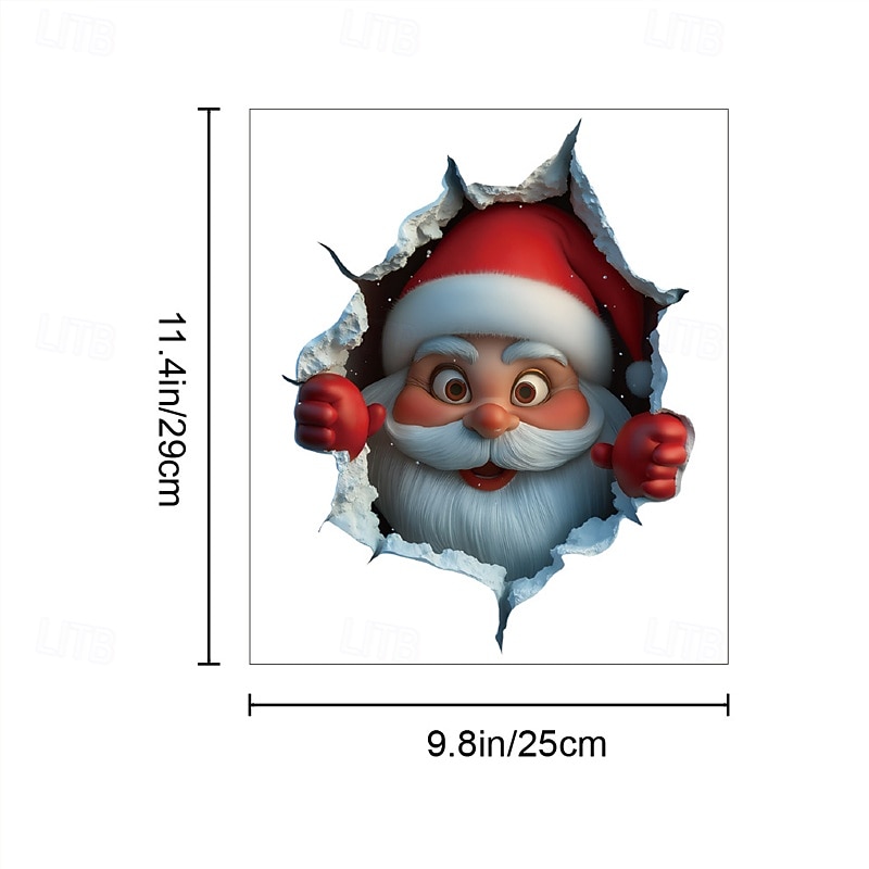 2Pcs Santa Claus Breaking Through Wall Sticker Can Be Attached to Car Trunk Door Window Walls Laptop Scooter Truck - Suitable for Home and Living Space Holiday Decorations2