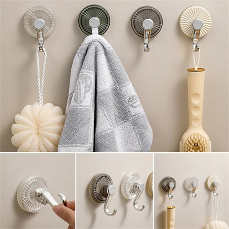 4PCS Powerful Suction Cup Hooks, No Drilling Luxury Bathroom Hooks, Heavy Duty Vacuum Adhesive Hooks for Towel, Robe, Kitchen, and Door Hanging2