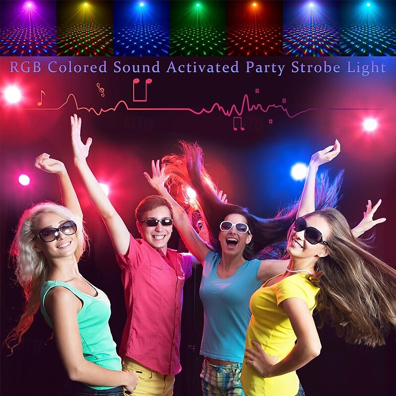 Mini Party Lights RGB Colored Sound Activated Party Strobe Light with Remote Control for Halloween Christmas Wedding Birthday Parties LED Stage Lights for Outdoor Home Karaoke Bar Club Show Dance2