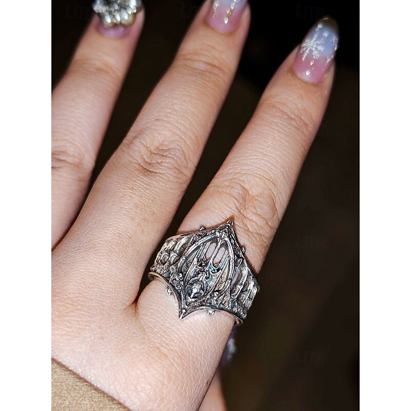 Women's Gothic Silver Ring  – Intricate Cathedral-Inspired Design, Perfect for Halloween, Costume Parties and Fantasy Enthusiasts4